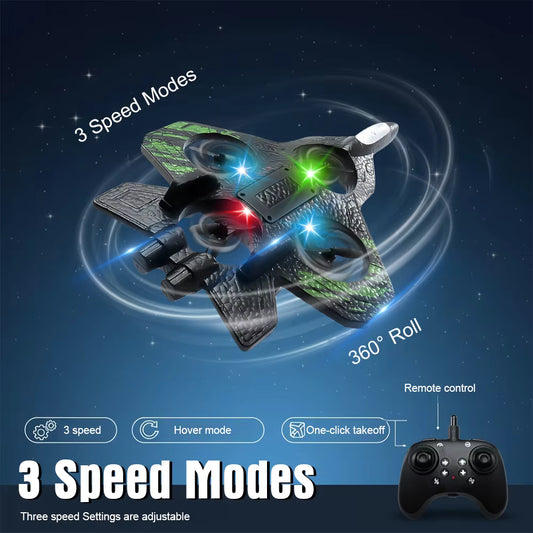 RC Airplane 2.4G Remote Control Airaraft Stunt Tumbling Helicopter Drone with LED 360 Rotation Fighter Plane Toys Gifts