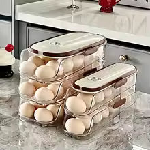 Household Multi-layer Automatic Rolling Egg Storage Box Kitchen Egg Rack Tray Refrigerator Timing Special Egg Carton